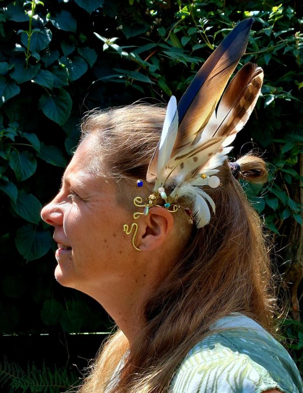 ear cuff goud en turquoise ara